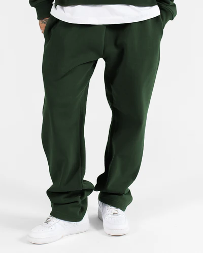 Open Bottom Sweatpants Forest Green