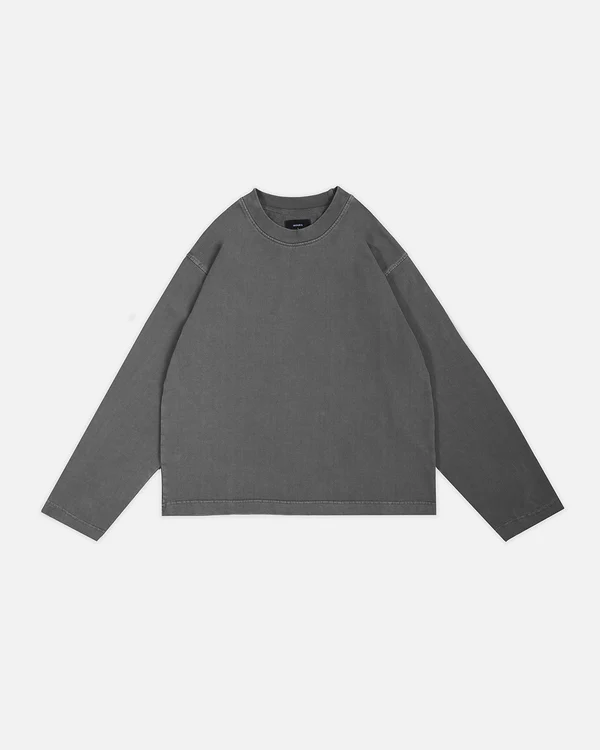 Cropped Long Sleeve T-Shirt Vintage Grey