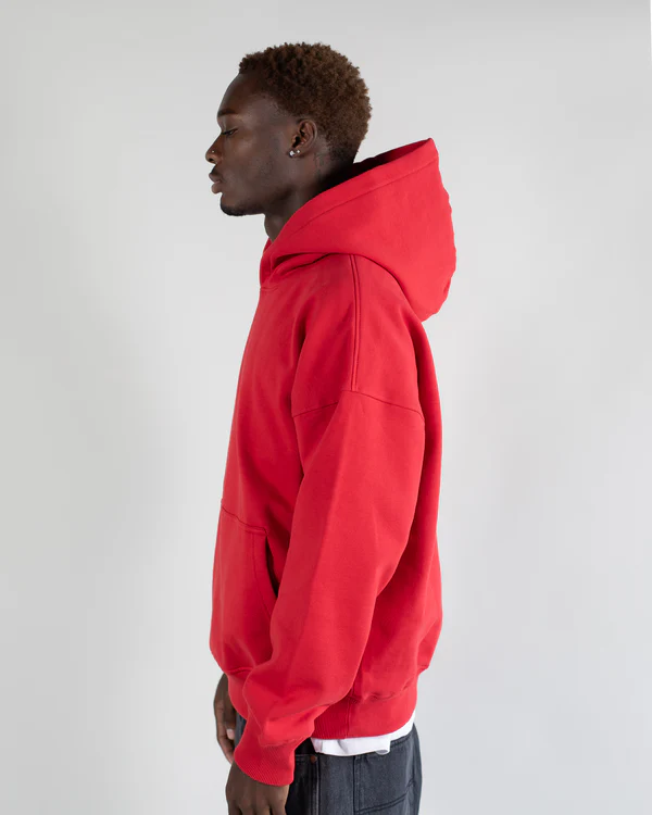 Drop Shoulder Hoodie Red