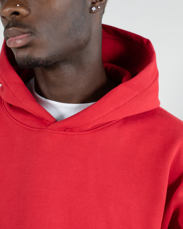 Drop Shoulder Hoodie Red