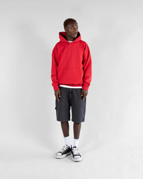 Drop Shoulder Hoodie Red