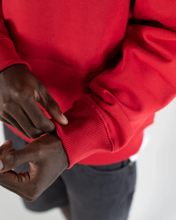 Drop Shoulder Hoodie Red