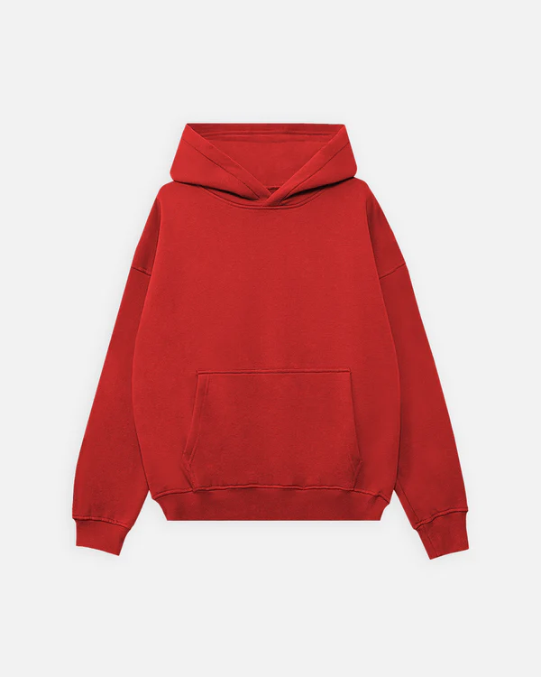 Drop Shoulder Hoodie Red