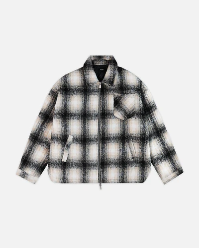 Flannel Zip Overshirt Black