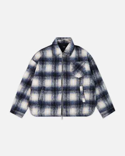 Flannel Zip Overshirt Blue