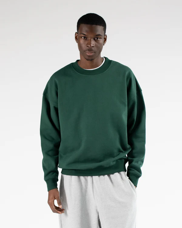 Drop Shoulder Crewneck Sweatshirt Forest Green