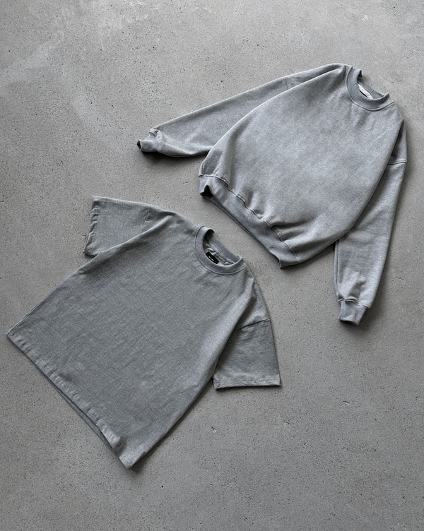 Drop Shoulder Crewneck Sweatshirt Grey