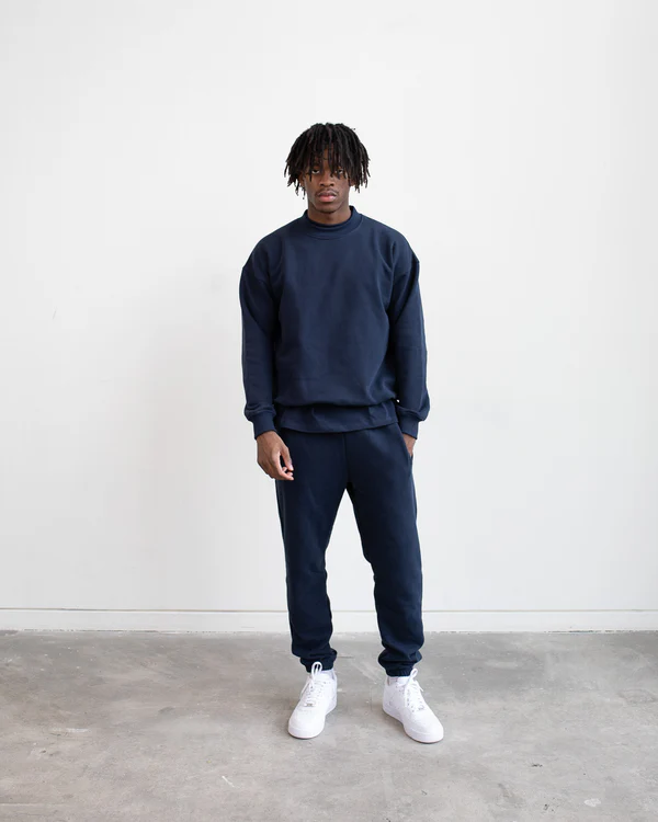 Drop Shoulder Crewneck Sweatshirt Navy