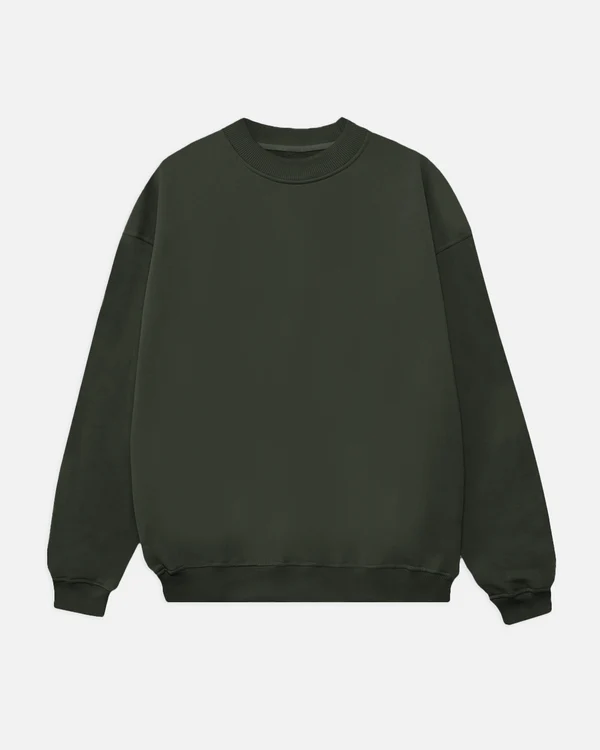 Drop Shoulder Crewneck Sweatshirt Olive