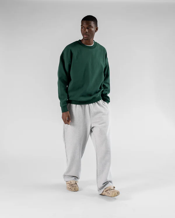 Drop Shoulder Crewneck Sweatshirt Forest Green