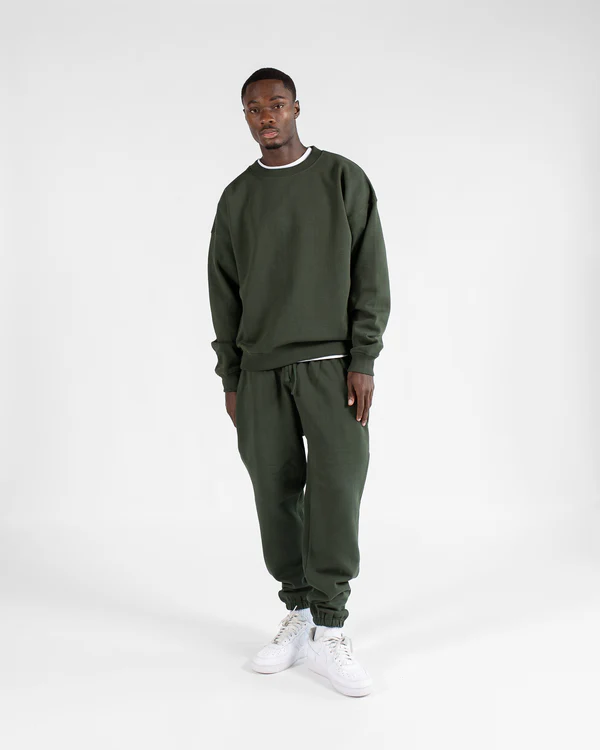 Drop Shoulder Crewneck Sweatshirt Olive